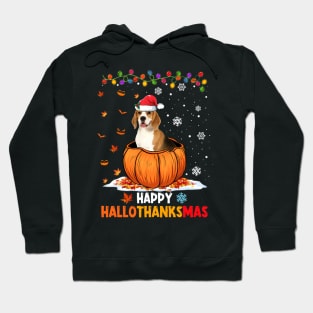 Beagle On Pumpkin Happy Hallothanksmas Hoodie